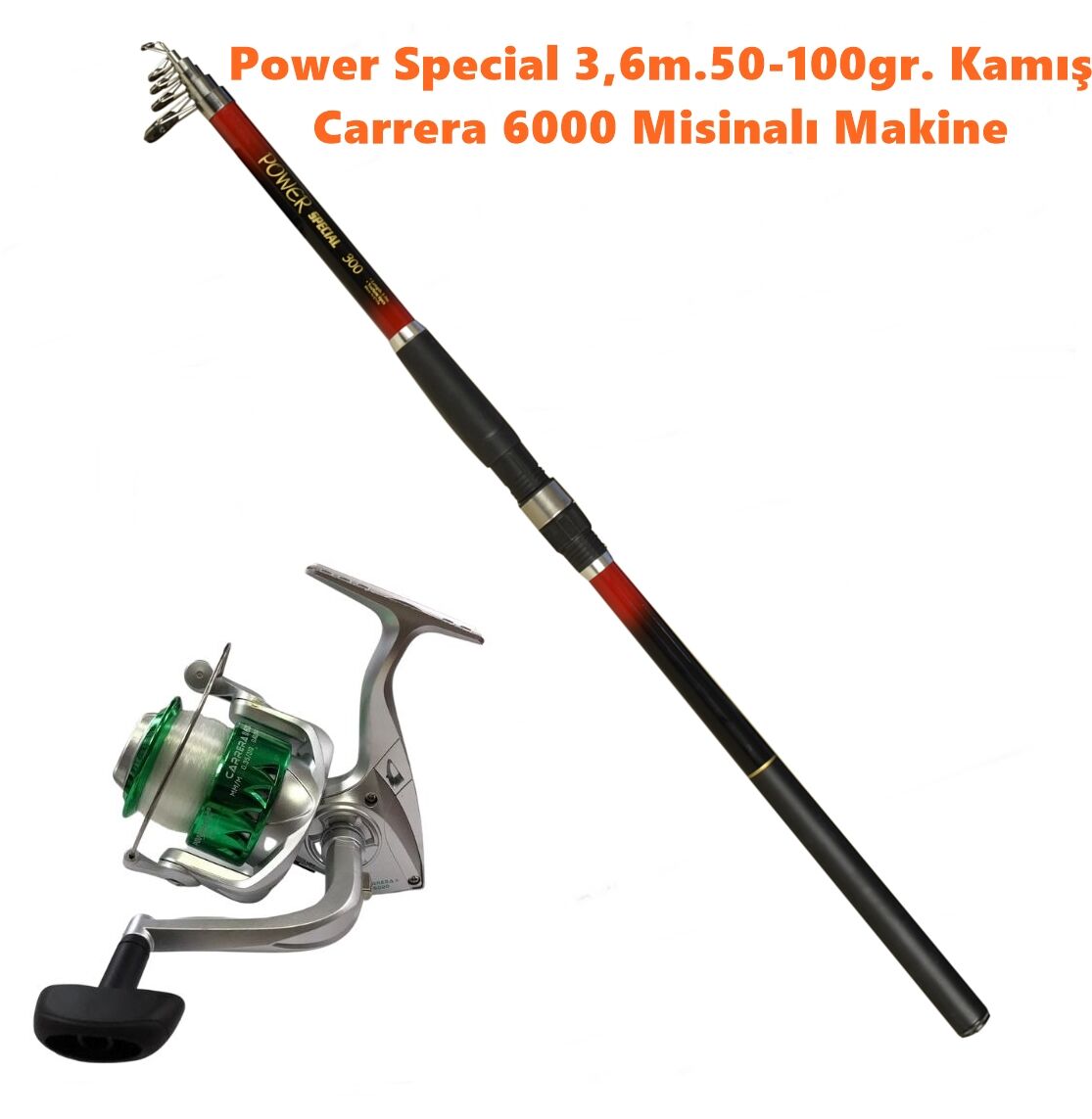 Powerex Power Special 3.60m.  50-100gr.Kamış - Carrera 6000 Yeşil Kamış Makine Olta Seti