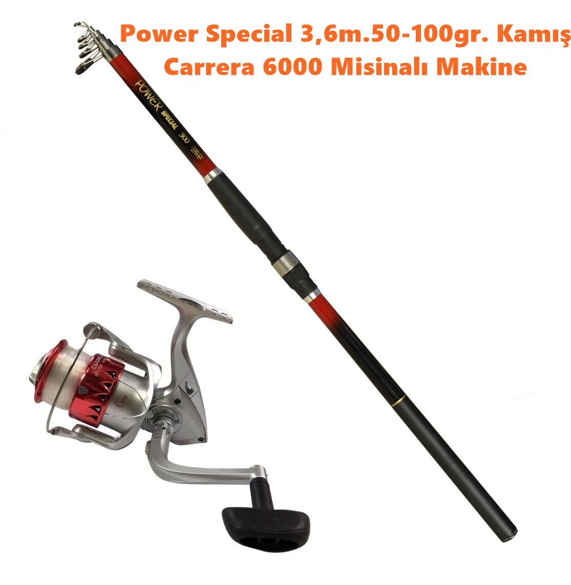 Powerex Power Special 3.60m.  50-100gr.Kamış - Carrera 6000 Kırmızı Kamış Makine Olta Seti