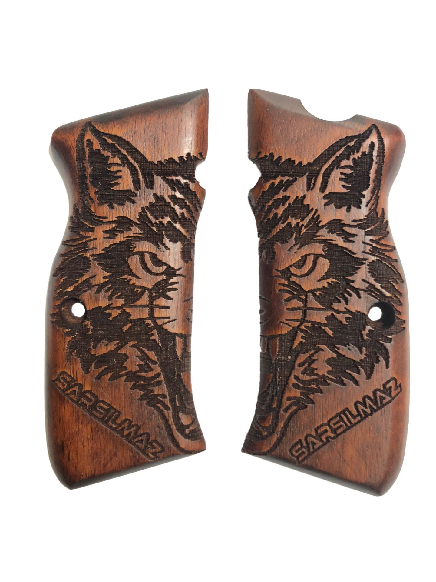 Sarsılmaz Mega Kılınç Uyumlu Sarsılmaz Yazılı Kaplan Model Lazer Kesim Ahşap Kabze