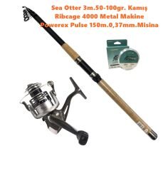 Powerex Sea Otter 3m 150-200gr. Kamış  - Ribcage 4000 Metal Misina Hediyeli Kamış Makine Olta Seti