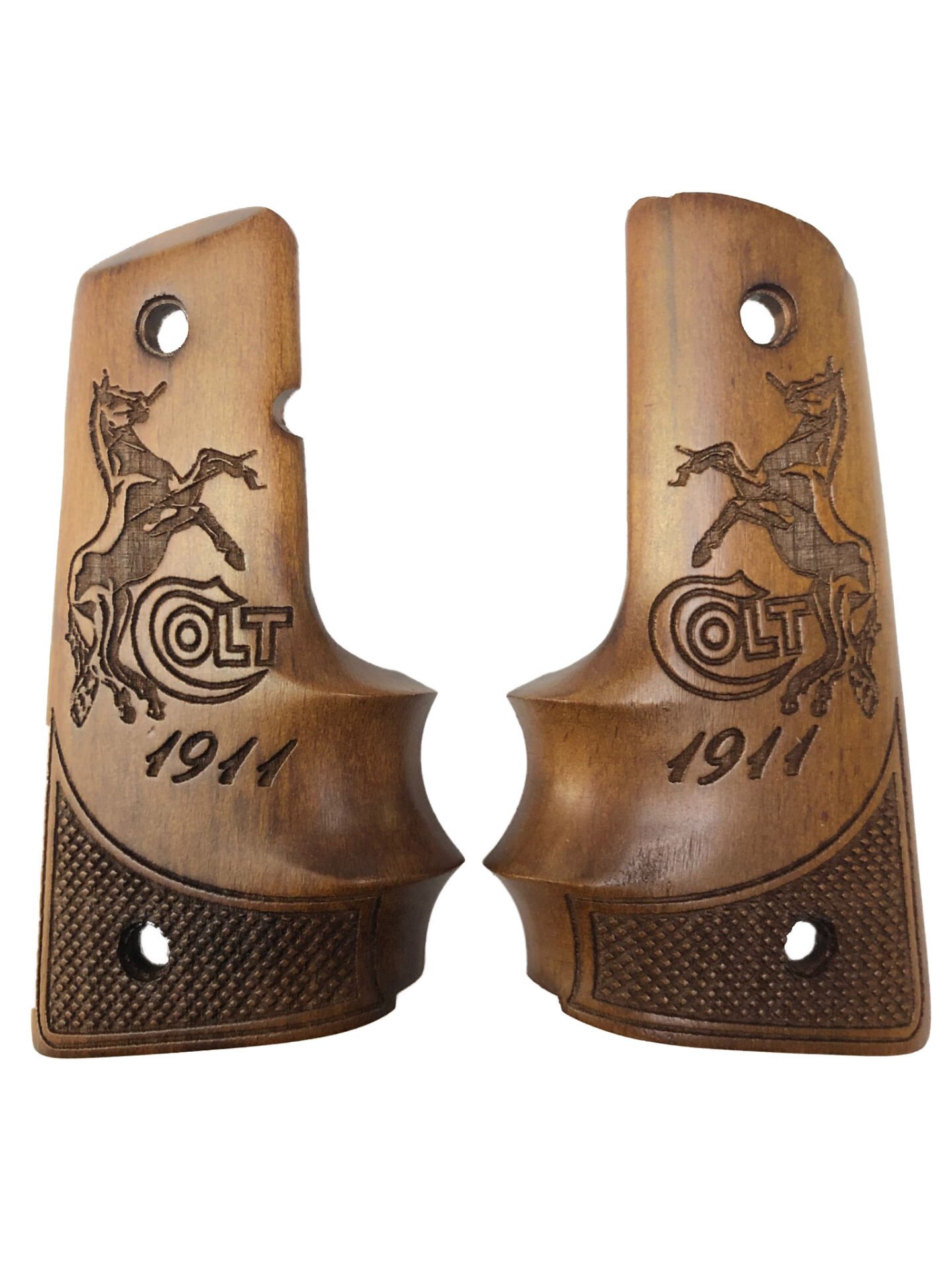 Colt 1911 Uyumlu Parmak Geçmeli Lazer Kesim Ahşap Kabze