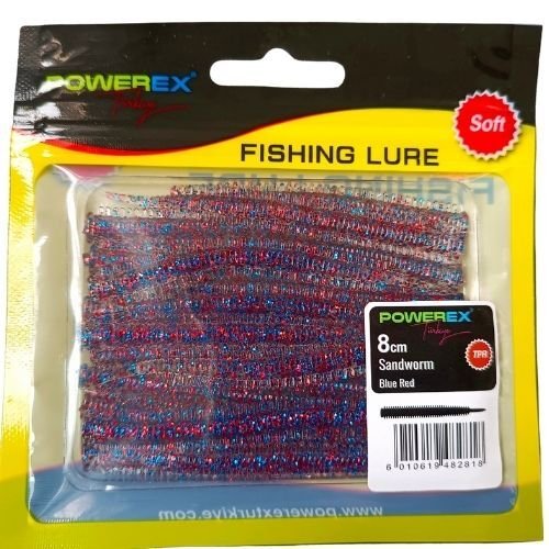 Powerex Karides Kokulu Sandworm 8cm Blue Red LRF Silikonu