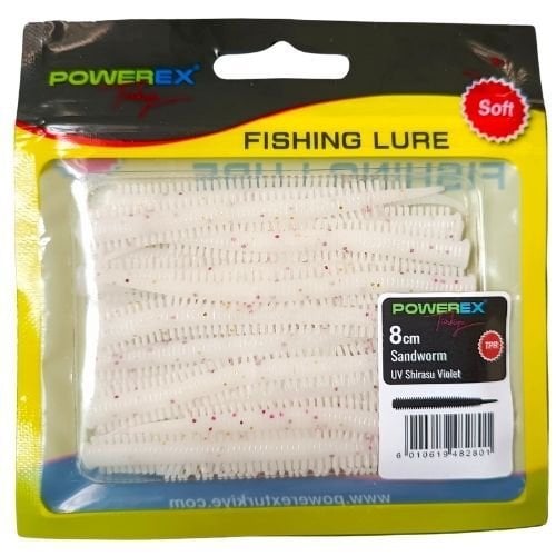 Powerex Karides Kokulu Sandworm 8cm UV Shirasu Violet LRF Silikonu