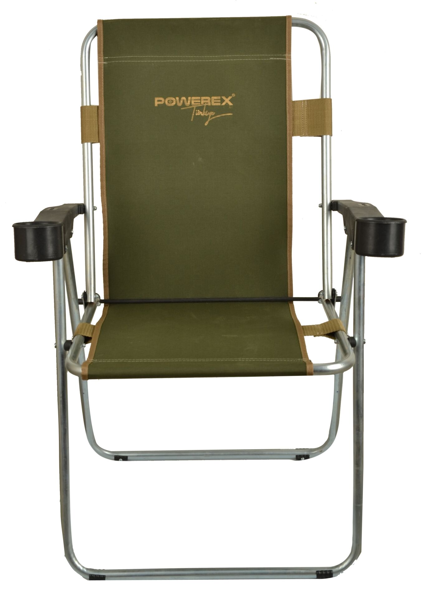 Powerex Çift Bardaklıklı Haki Kamp Sandalyesi