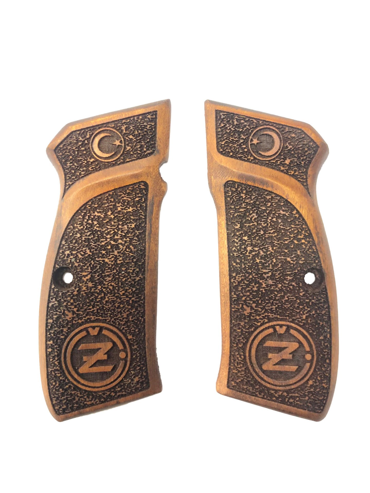CZ75 Uyumlu Açık Renk Ayyıldız Lazer Kesim Ahşap Kabze