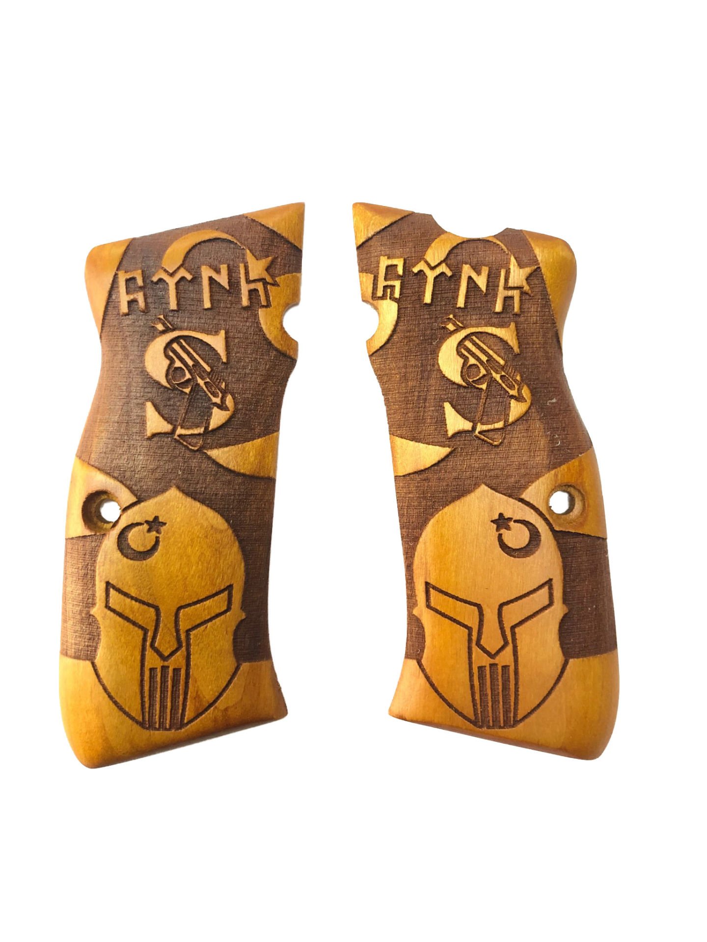 Sarsılmaz Mega - Kılınç Uyumlu Miğfer, Ayyıldız ve Türk Yazılı Model Lazer Kesim Ahşap Kabze