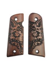 Colt 1911 Uyumlu Lazer Kesim Kaplan Desen Ahşap Kabze