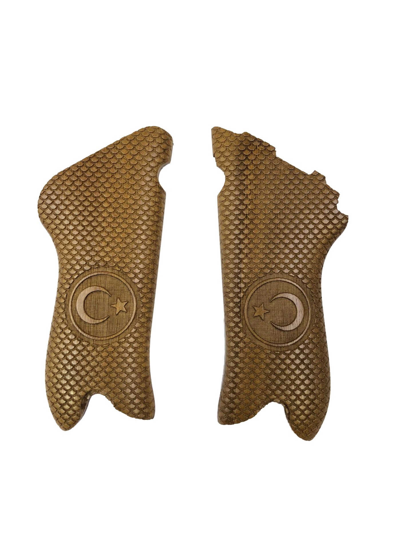 Luger P08 Uyumlu Makaralı Parabellum Lazer Kesim Ay Yıldız Model Kabze