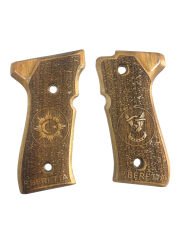 Yavuz 16 - Beretta F92 Uyumlu Ayyıldız ve Türküm Yazılı Ahşap Kabze