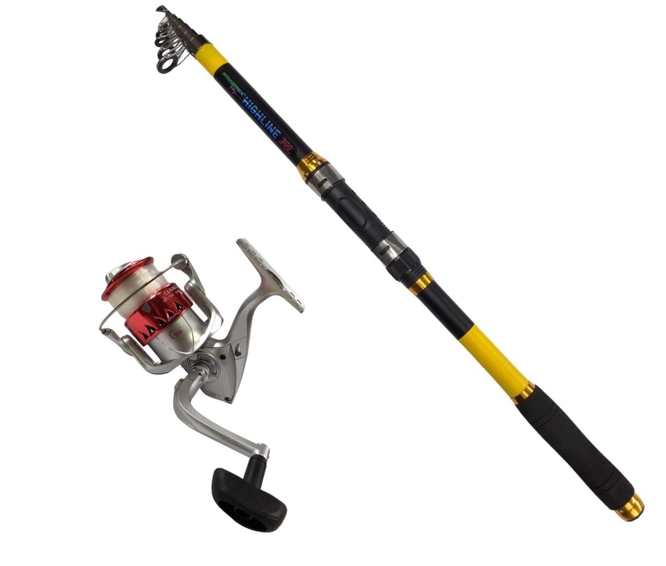 Powerex Highline 3m. 75-150gr Kamış  - Carrera 4000 Kırmızı Kamış Makine Olta Seti