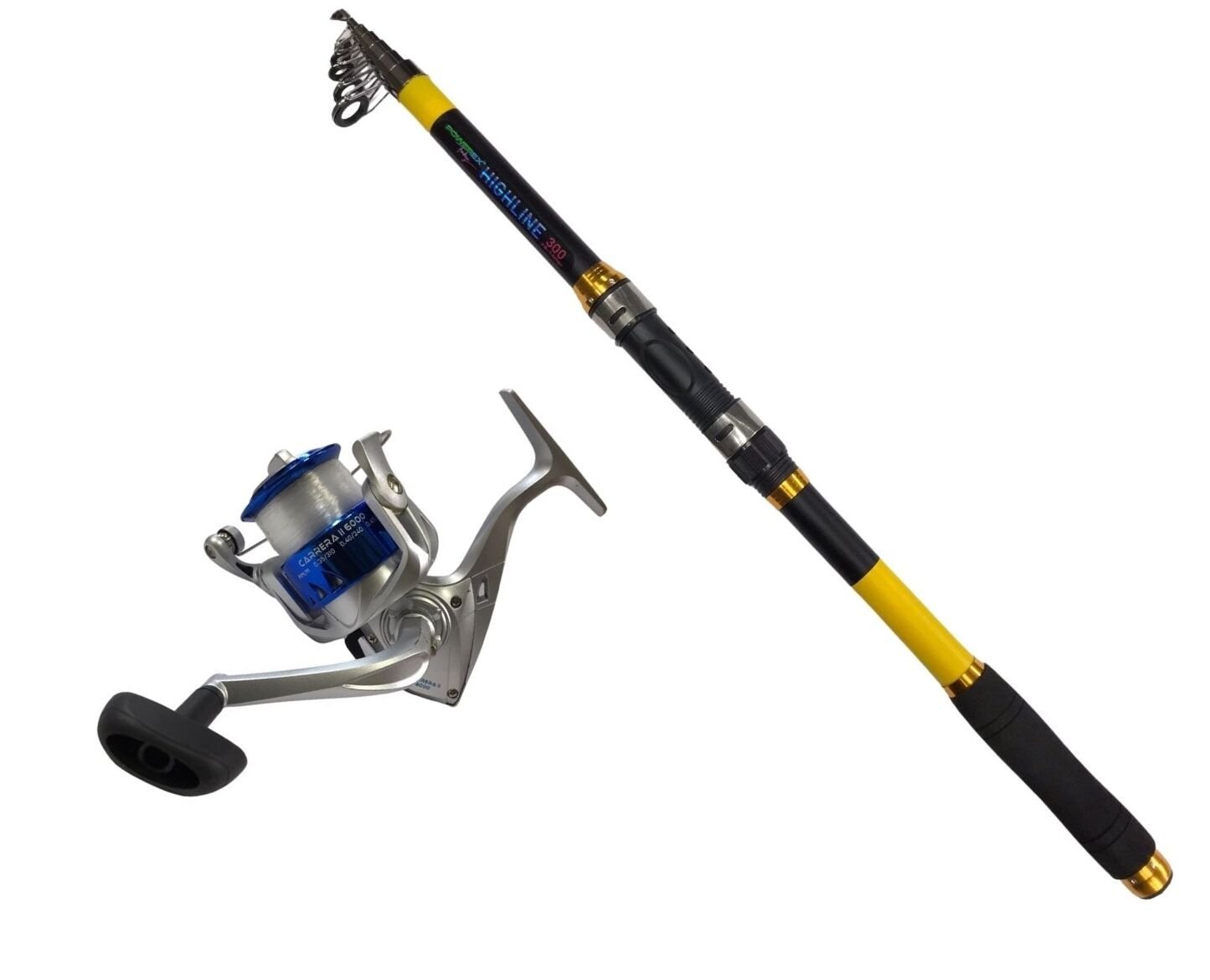 Powerex Highline 3m. 75-150gr Kamış  - Carrera 4000 Mavi Kamış Makine Olta Seti