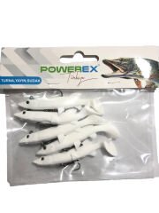 Powerex 3D Beyaz Turna Model Kendinden Zokalı 10cm. 14,5gr. Silikon Sahte Yem 5'li Paket