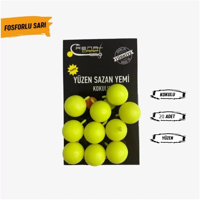 Renatcarp Fosforlu Sarı Kulplu 10mm. Yüzen Sazan Dip Yemi – Kokulu
