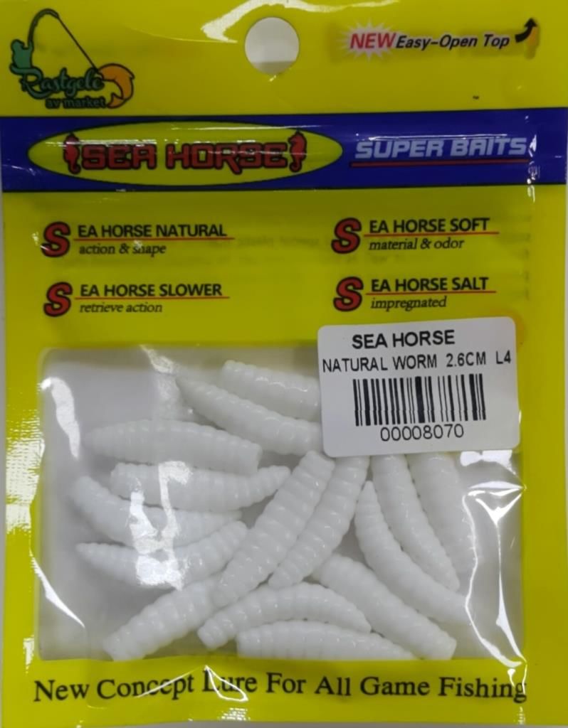 SeaHorse Silikon Natural Worm Beyaz 2,6cm