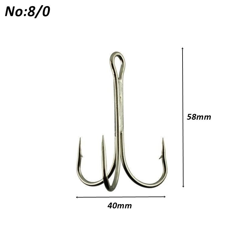 Powerex 8236 Shiny Nickel Parlak Krom Paslanmaz 8/0 no. Üçlü Balık Çarpma İğnesi 100 lü kutu