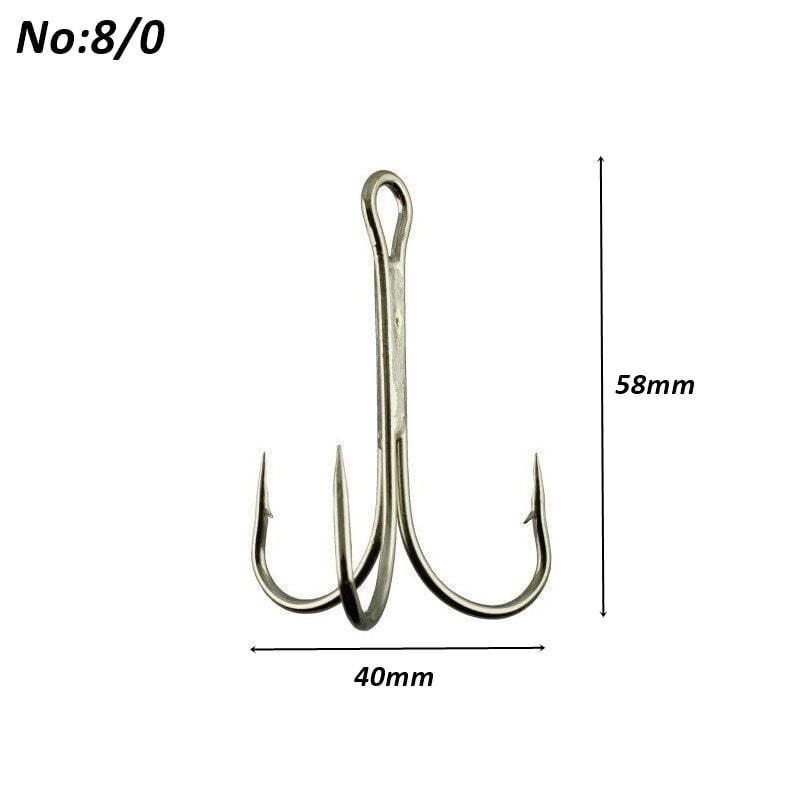 Powerex 8236 Shiny Nickel Parlak Krom Paslanmaz 8/0 no. Üçlü Balık Çarpma İğnesi 100 lü kutu