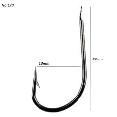 Powerex 505 model 1/0 Black Nickel Kutu Balık İğne 100 Adet