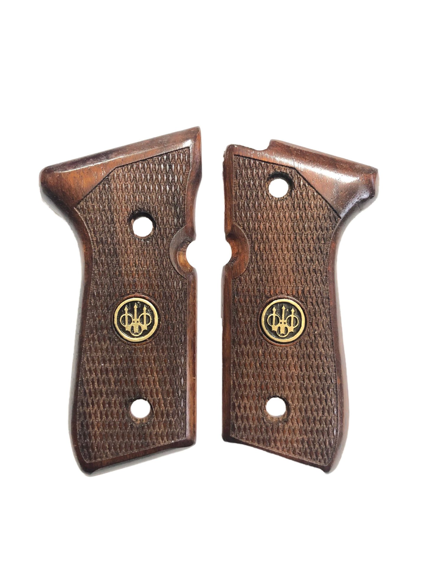 Beretta F92, 92A1, 92G, 92FS, 96, 96A1, M9, M9A1 Uyumlu Metal Lazer Kesim Ahşap Kabze Mod13