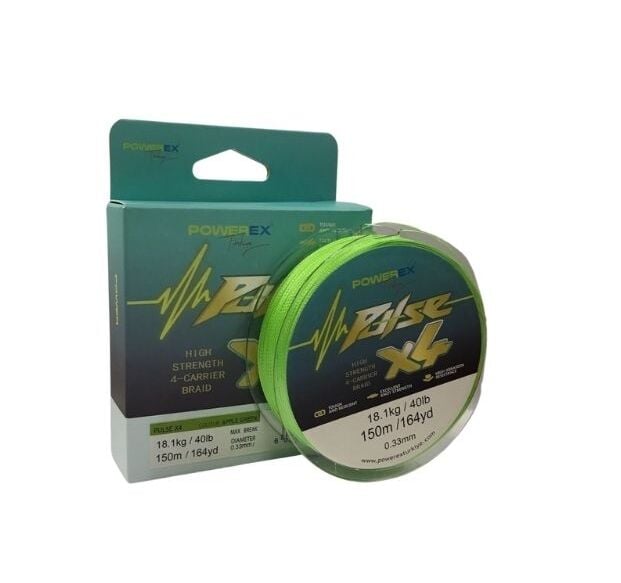 Powerex Pulse 4 örgü 150m. Apple Green 0.33mm/18.1 kg İp Misina