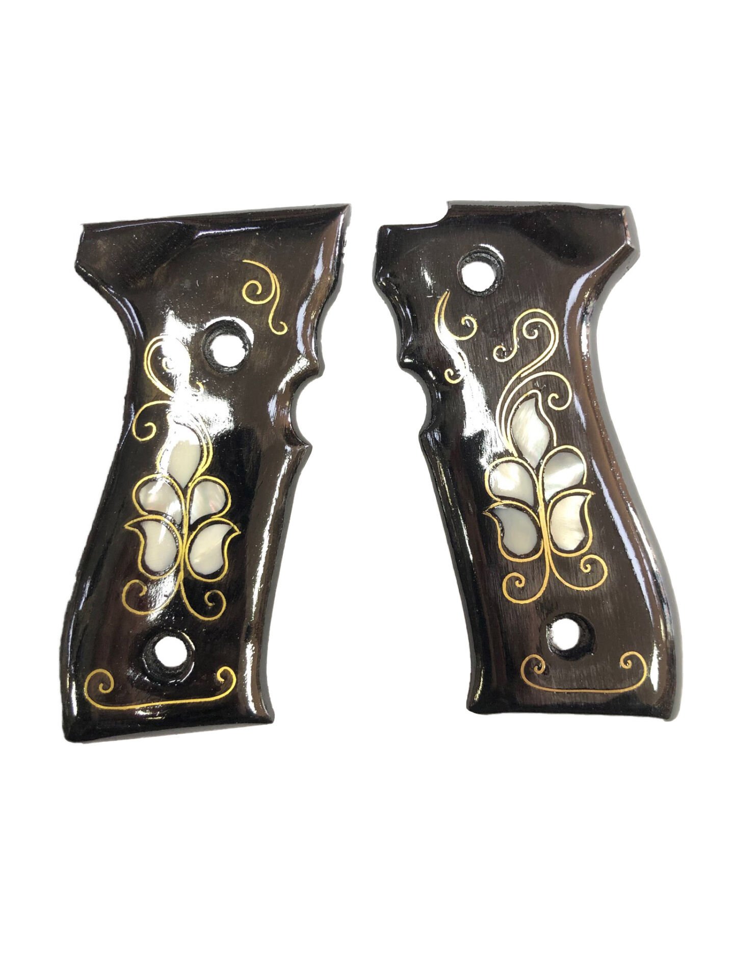 F 92 Beretta Uyumlu Sedef Kakma Siyah Ahşap Kabze
