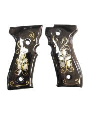 F 92 Beretta Uyumlu Sedef Kakma Siyah Ahşap Kabze