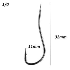 Powerex RYUSEN BH 1/0 no. Olta İğnesi Black Nickel 100lü