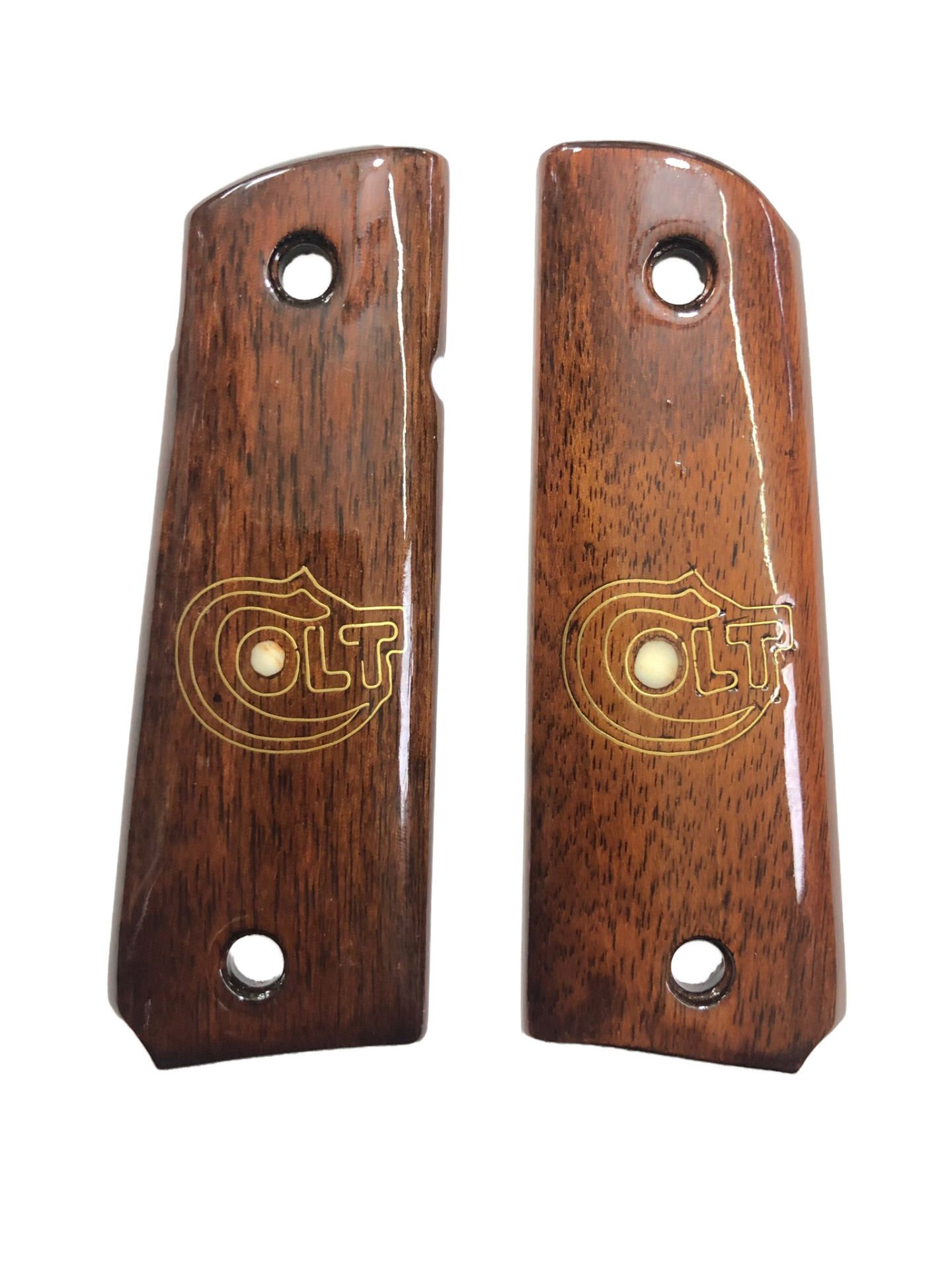 Colt 1911 Uyumlu Özel Seri Sedef Kakma Lazer Kesim Parlak Ahşap Kabze Mod15