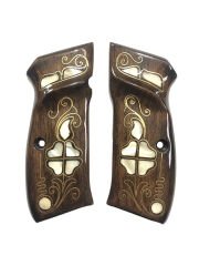 CZ 75, CZ 85 , CZ 75 B, CZ 85 B Uyumlu Özel Seri Lazer Kesim Sedef Kakma Ahşap Kabze Mod35