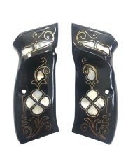 CZ 75, CZ 85 , CZ 75 B, CZ 85 B Uyumlu Özel Seri Lazer Kesim Sedef Kakma Siyah Ahşap Kabze Mod37