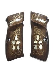 CZ 75, CZ 85 , CZ 75 B, CZ 85 B Uyumlu Özel Seri Lazer Kesim Sedef Kakma Ahşap Kabze Mod41