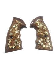 Smith Wesson Uyumlu K , L , N Model Çerçeve Sedef Kakma Ahşap Kabze Mod14