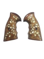 Smith Wesson Uyumlu K , L , N Model Çerçeve Sedef Kakma Ahşap Kabze Mod15