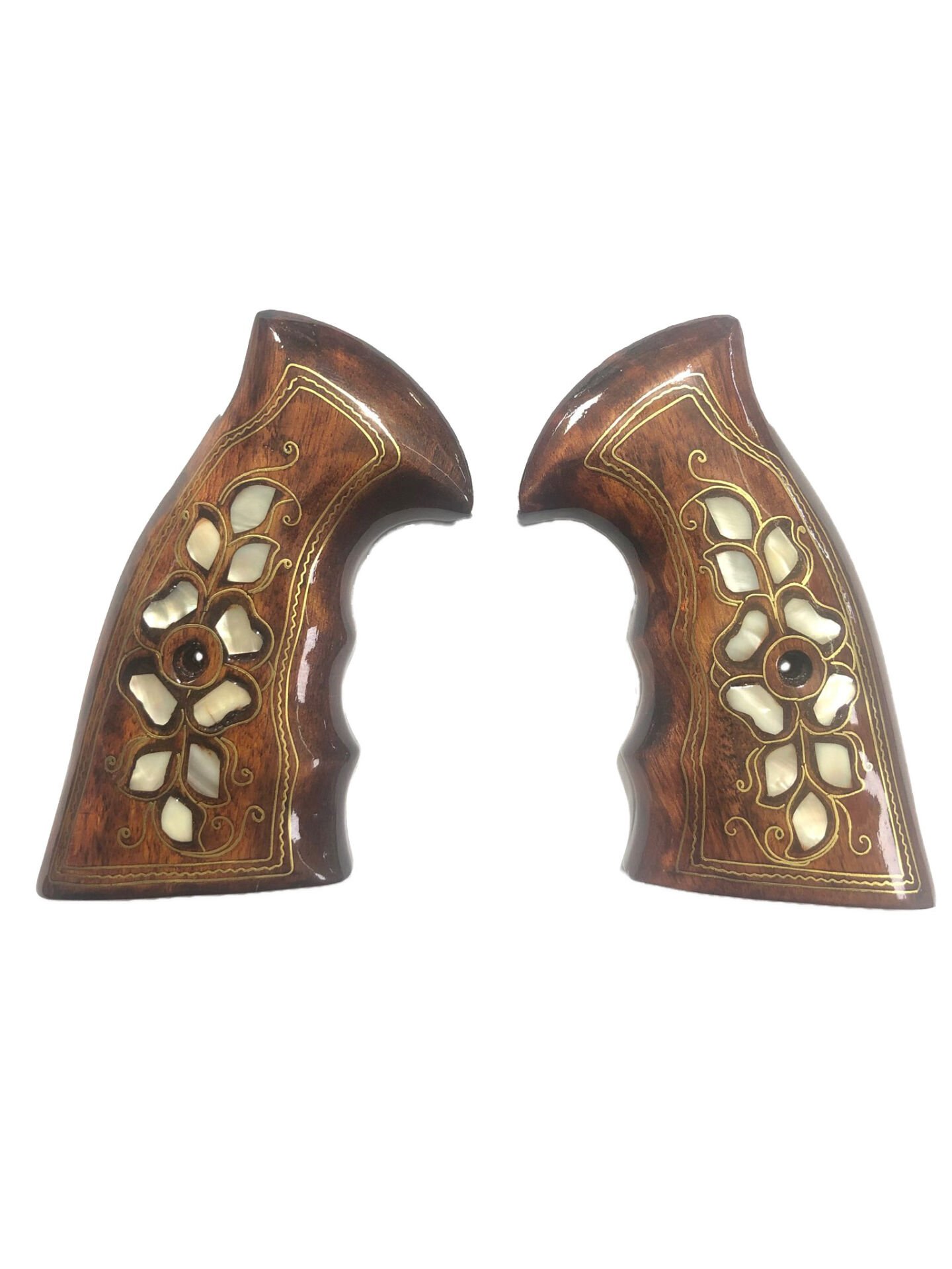 Smith Wesson Uyumlu K, L, N Model Çerçeve Sedef Kakma Ahşap Kabze Mod16