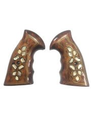 Smith Wesson Uyumlu K, L, N Model Çerçeve Sedef Kakma Ahşap Kabze Mod16