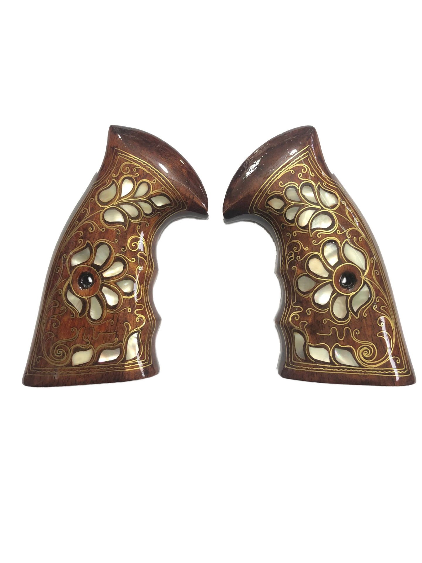 Smith Wesson Uyumlu K, L, N Çerçeve Sedef Kakma Ahşap Kabze Mod17