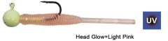 Kendo Hook Worm Jighead+Lrf Silikonu 1.5gr+4.5cm 5 Adet Head Glow+Light Pink