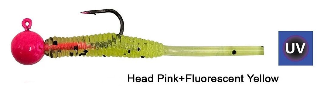 Kendo Hook Worm Jighead+Lrf Silikonu 1.5gr+4.5cm 5 Adet Head Pink+Fluorescent Yellow