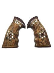 Smith Wesson Uyumlu K, L, N Çerçeve Sedef Kakma Ahşap Kabze Mod22