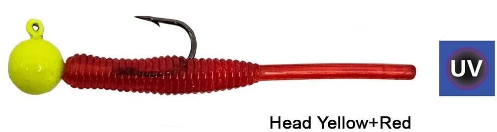 Kendo Hook Worm Jighead+Lrf Silikonu 1.5gr+4.5cm 5 Adet Head Yellow+Red