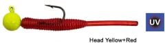 Kendo Hook Worm Jighead+Lrf Silikonu 1.5gr+4.5cm 5 Adet Head Yellow+Red