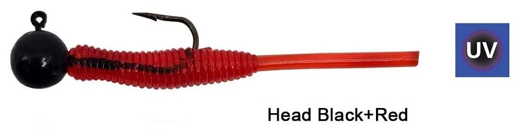 Kendo Hook Worm Jighead+Lrf Silikonu 2gr+4.5cm 5 Adet Head Black+Red