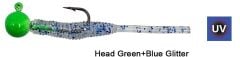 Kendo Hook Worm Jighead+Lrf Silikonu 2gr+4.5cm 5 Adet Head Green+Blue Glitter