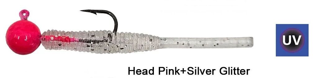 Kendo Hook Worm Jighead+Lrf Silikonu 2gr+4.5cm 5 Adet Head Pink+Silver Glitter