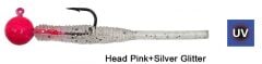 Kendo Hook Worm Jighead+Lrf Silikonu 2gr+4.5cm 5 Adet Head Pink+Silver Glitter