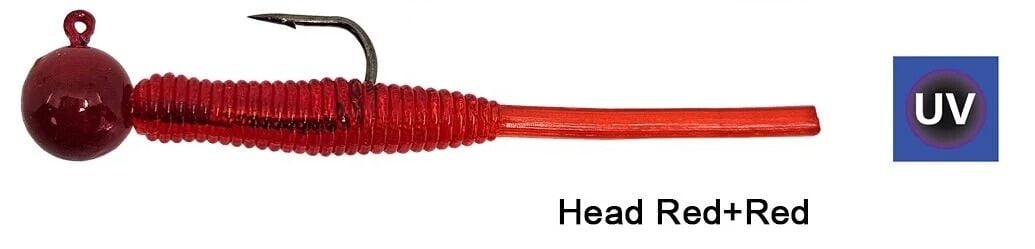 Kendo Hook Worm Jighead+Lrf Silikonu 2gr+4.5cm 5 Adet Head Red+Red
