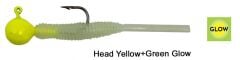 Kendo Hook Worm Jighead+Lrf Silikonu 2gr+4.5cm 5 Adet Head Yellow+Green Glow