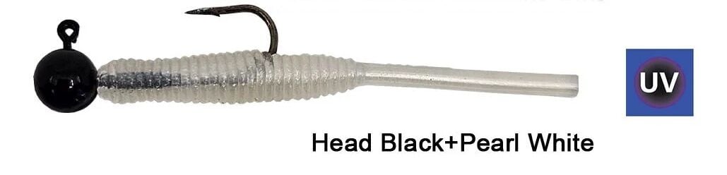 Kendo Hook Worm Jighead+Lrf Silikonu 1gr+4.5cm 5 Adet Head Black+Pearl White