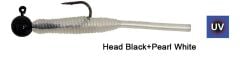 Kendo Hook Worm Jighead+Lrf Silikonu 1gr+4.5cm 5 Adet Head Black+Pearl White