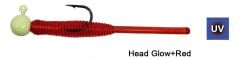 Kendo Hook Worm Jighead+Lrf Silikonu 1gr+4.5cm 5 Adet Head Glow+Red