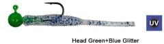 Kendo Hook Worm Jighead+Lrf Silikonu 1gr+4.5cm 5 Adet Head Green+Blue Glitter